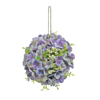 Hydrangea Orb With String, 6", Purple/green