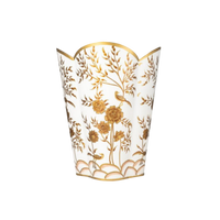 Ivory/Gold Chinoiserie Wastepaper Basket