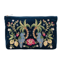 Elizabeth Scarlett London - Jungle Paradise Parrot Everyday Pouch: Ink Blue / Velvet