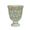 Turquoise/Gold Pedestal  Stone Planter