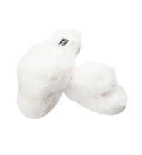 MeMoi Fuzzy Plush Thong Slippers Ivory