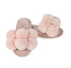 MeMoi Luxe Pompom Open Toe Plush Slippers Blush