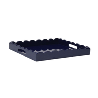 Navy High Gloss Scalloped Serving Tray