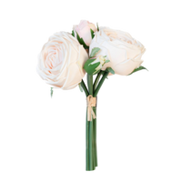 Real Touch Rose Garden 9 Inch Bouquet - Champagne - 6 Blooms