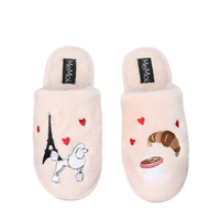 Women's I Love Paris Plush Slippers Pale Blush