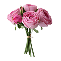 Real Touch Rose Garden 9 Inch Bouquet - Pink 6 Blooms