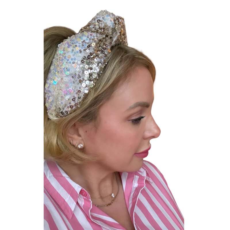 Iridescent, Gold and Silver Sequins Headband