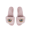 BEADED EVIL EYE SLIPPERS: Pink