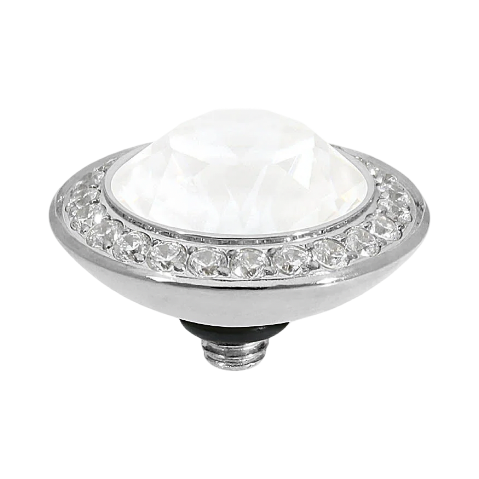 QUDO Tondo Deluxe Top 0.51" Silver | Neutral Crystal Collection