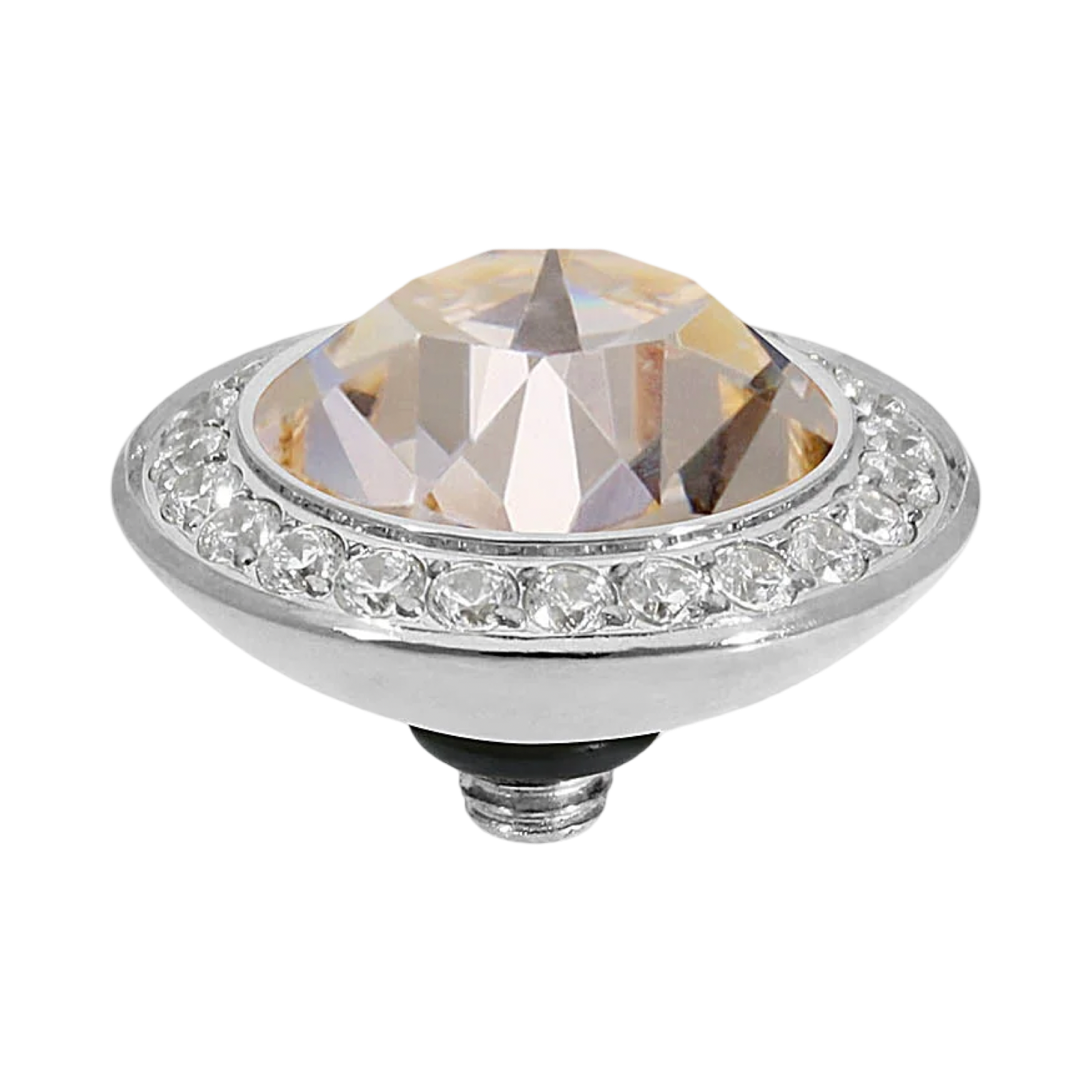 QUDO Tondo Deluxe Top 0.51" Silver | Neutral Crystal Collection