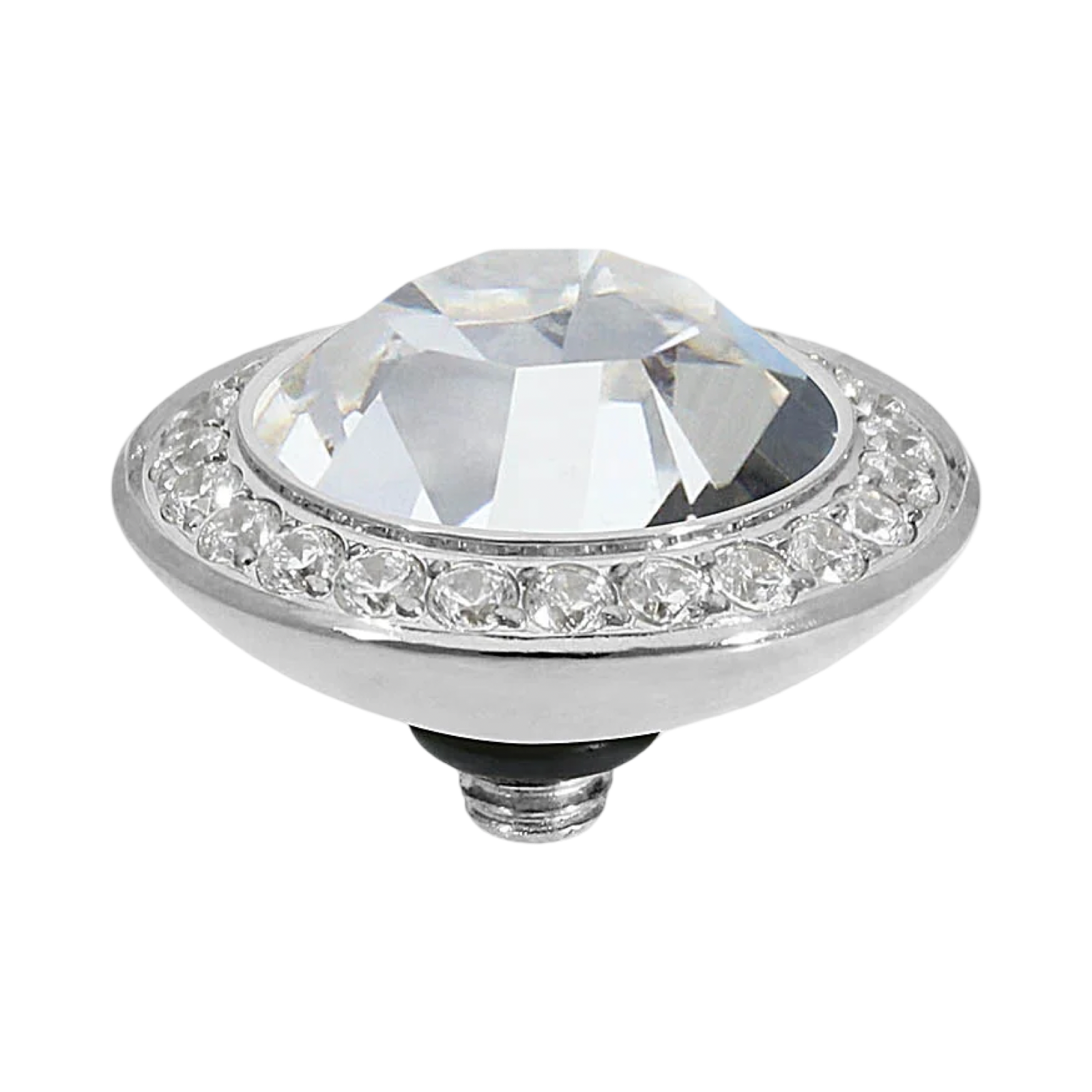 QUDO Tondo Deluxe Top 0.51" Silver | Neutral Crystal Collection