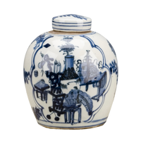 Blue and White Bulb Jar