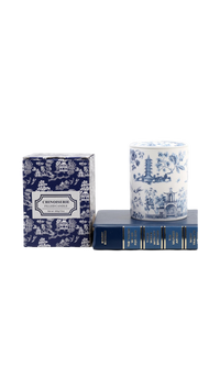 Blue and White Toile Lightly Scented Candle