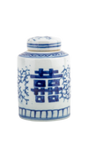 Blue and White Double Happiness Small Cylinder Jar