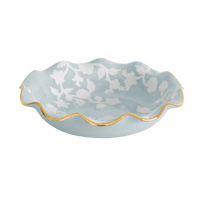 Chinoiserie Dreams Scalloped Bowls with 22K Gold Accent: Hydrangea Light Blue / Large