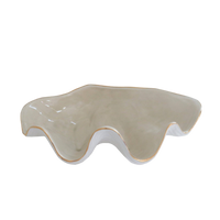 Clam Shell Bowl with 22K Gold Accent: Beige / Large