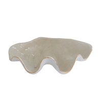 Clam Shell Bowl with 22K Gold Accent: Beige / Small