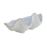 Clam Shell Bowl with 22K Gold Accent: Pale Sheer Blue / Small