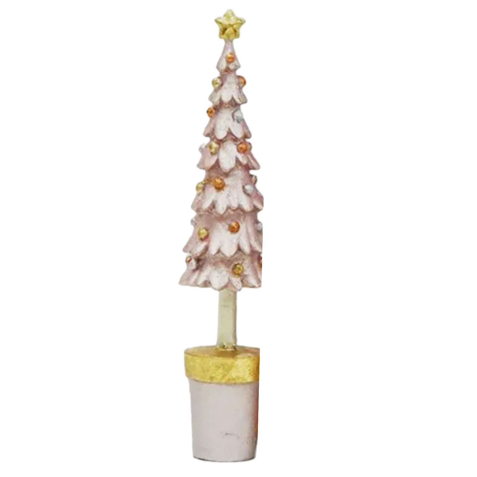 Decorative Christmas tree with gold accents on a white background