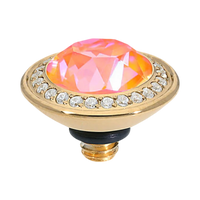 QUDO Tondo Deluxe Small Top 0.4" Gold | Pink Crystals Collection
