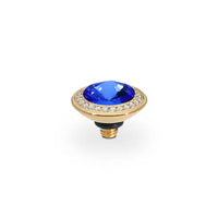 QUDO Tondo Small Deluxe Gold Topper 0.35" I Blue Crystal Collection