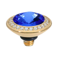 QUDO Tondo Small Deluxe Gold Topper 0.35" I Blue Crystal Collection