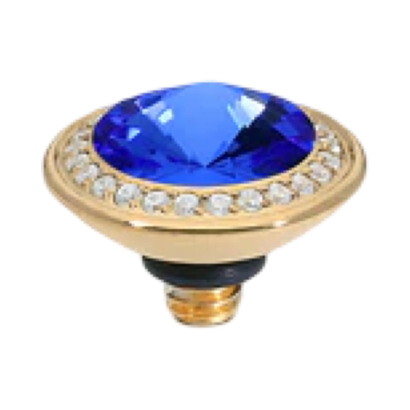 QUDO Tondo Small Deluxe Gold Topper 0.35" I Blue Crystal Collection