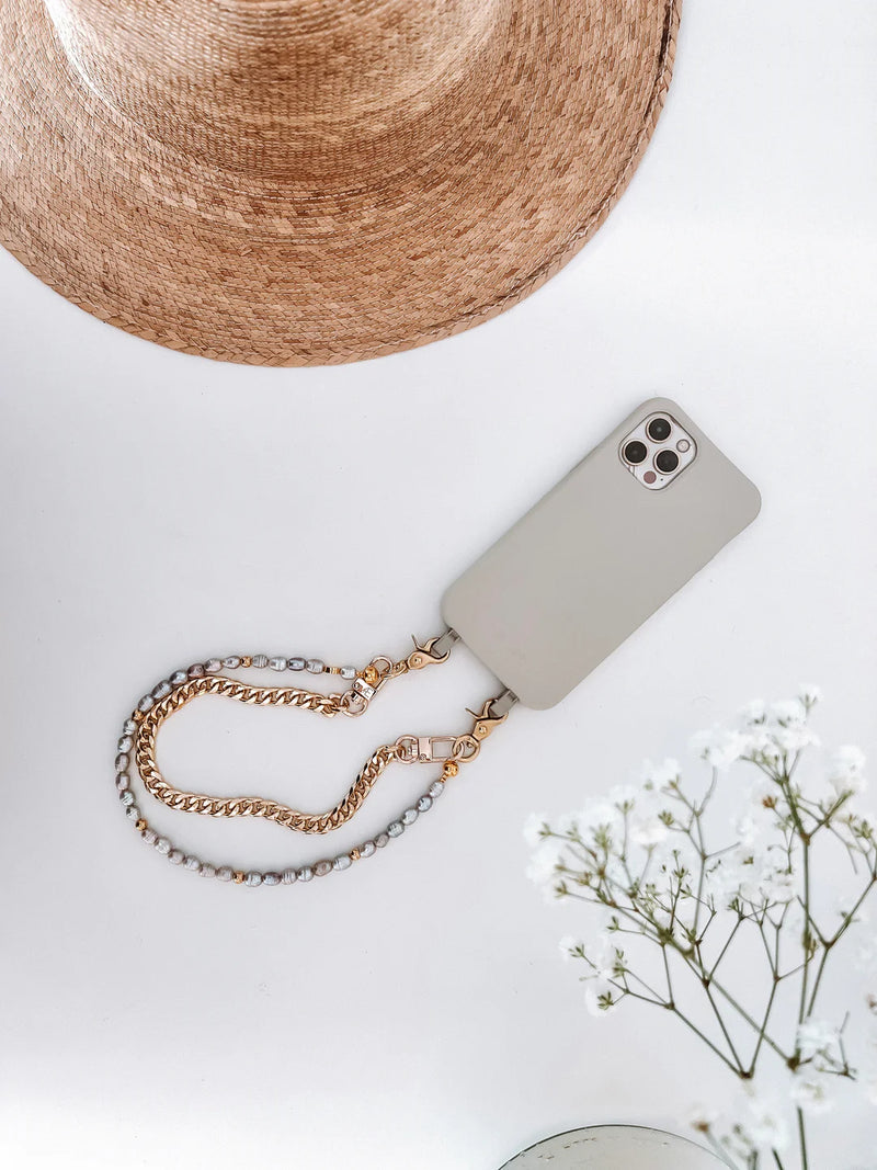 Dusk Minimal Chain and Pearl Cell Phone Wristlet