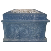 Vintage Blue Incolay Stone Floral Trinket Box