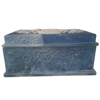 Vintage Blue Incolay Stone Floral Trinket Box