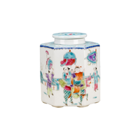 Hexagonal Handpainted Lidded Jar