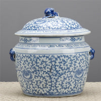 Blue and White Lidded Classic Jar