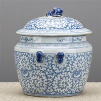 Blue and White Lidded Classic Jar