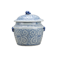 Blue and White Lidded Classic Jar