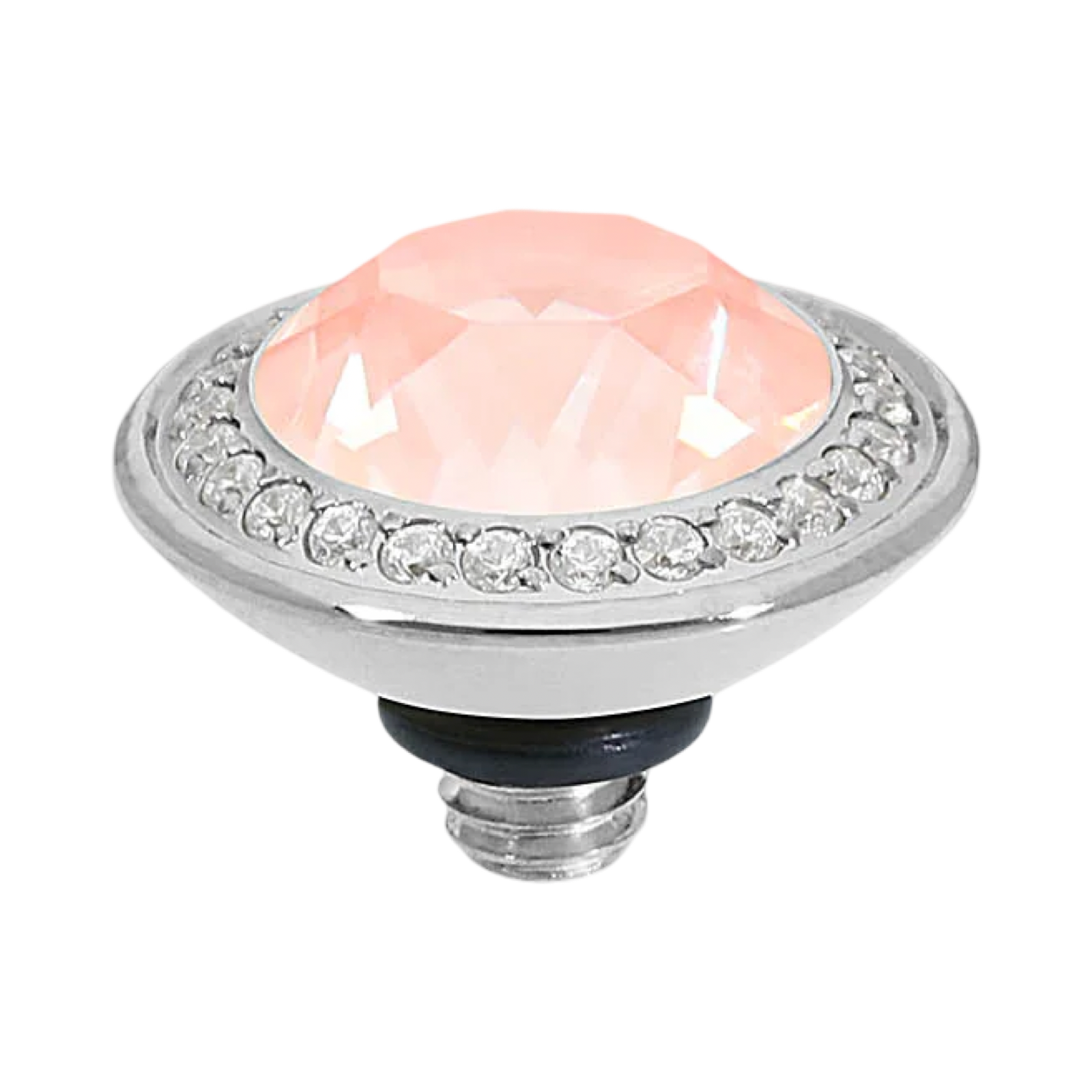 QUDO Tondo Deluxe Top 0.51" Silver | Pink Crystal Collection