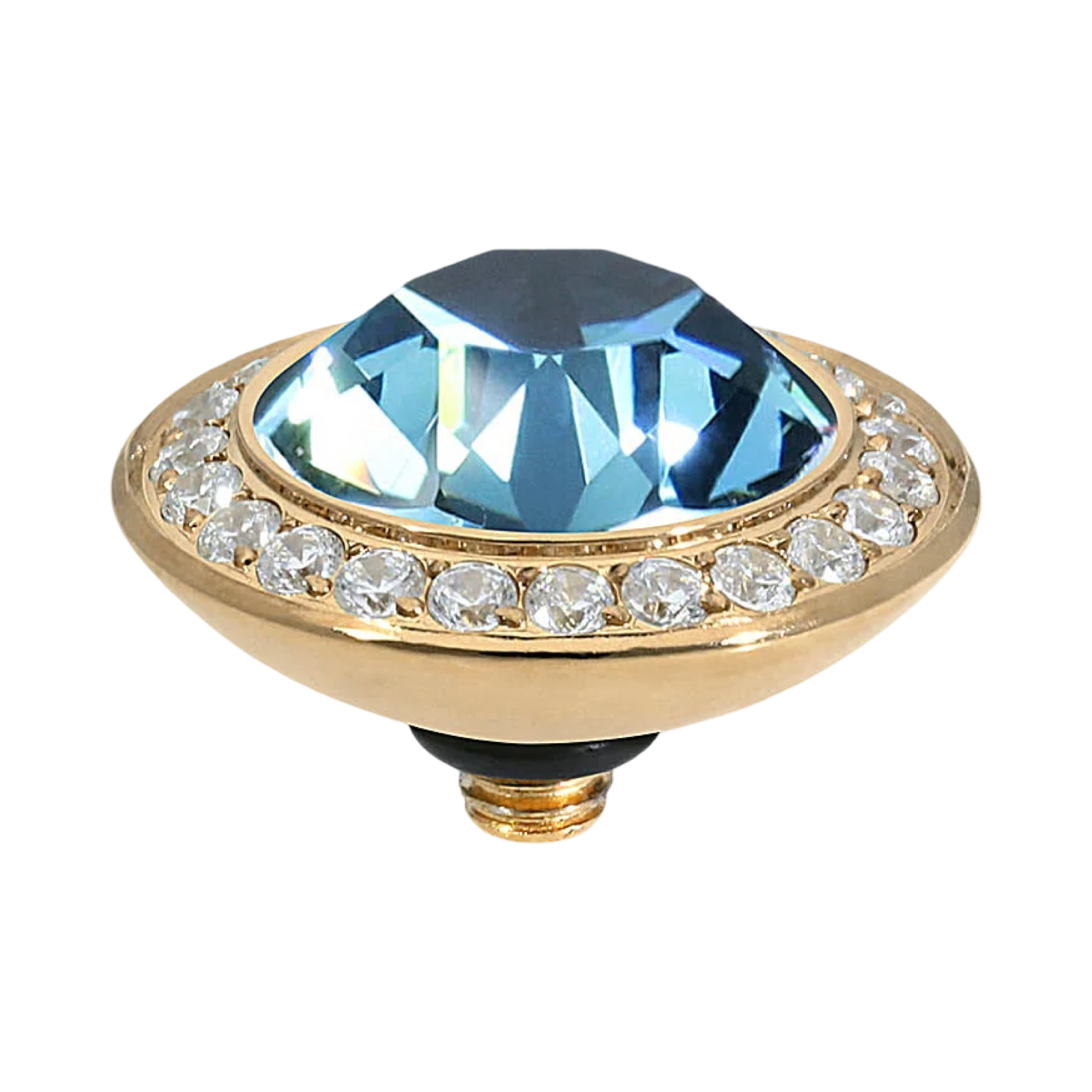 QUDO Tondo Deluxe Gold Large Topper 0.51" I Crystal Blue Collection