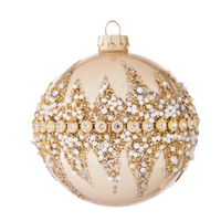 Champagne 4" Beaded Glass Christmas Tree Ornament – Assorted Styles