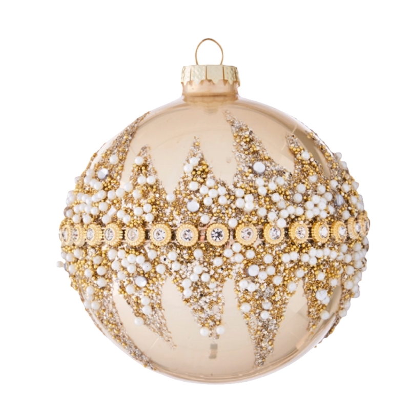 Champagne 4" Beaded Glass Christmas Tree Ornament – Assorted Styles