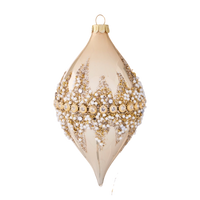Champagne 4" Beaded Glass Christmas Tree Ornament – Assorted Styles