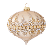 Champagne 4" Beaded Glass Christmas Tree Ornament – Assorted Styles