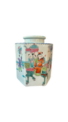 Hexagonal Handpainted Lidded Jar