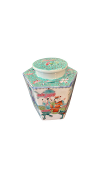 Hexagonal Handpainted Lidded Jar