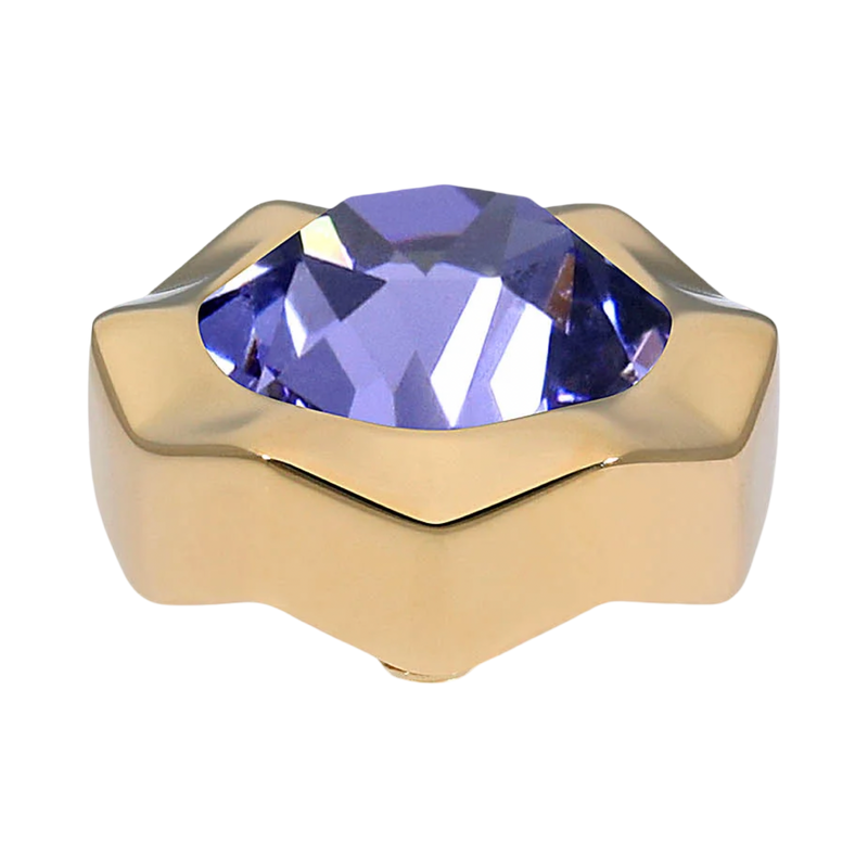 QUDO Nemoli Top 0.51 Gold, Velvet Noir Collection, gold crystal topper, plum crystal jewelry, violet crystal jewelry, interchangeable jewelry topper, QUDO gold topper, European crystal jewelry, customizable jewelry, jewel tone jewelry, statement crystal topper, luxury interchangeable jewelry, QUDO jewelry