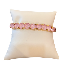 TOVA Oakland Stretch Bracelet in Solid Lemon Medium featuring vibrant yellow crystals set in antique gold-plated brass.