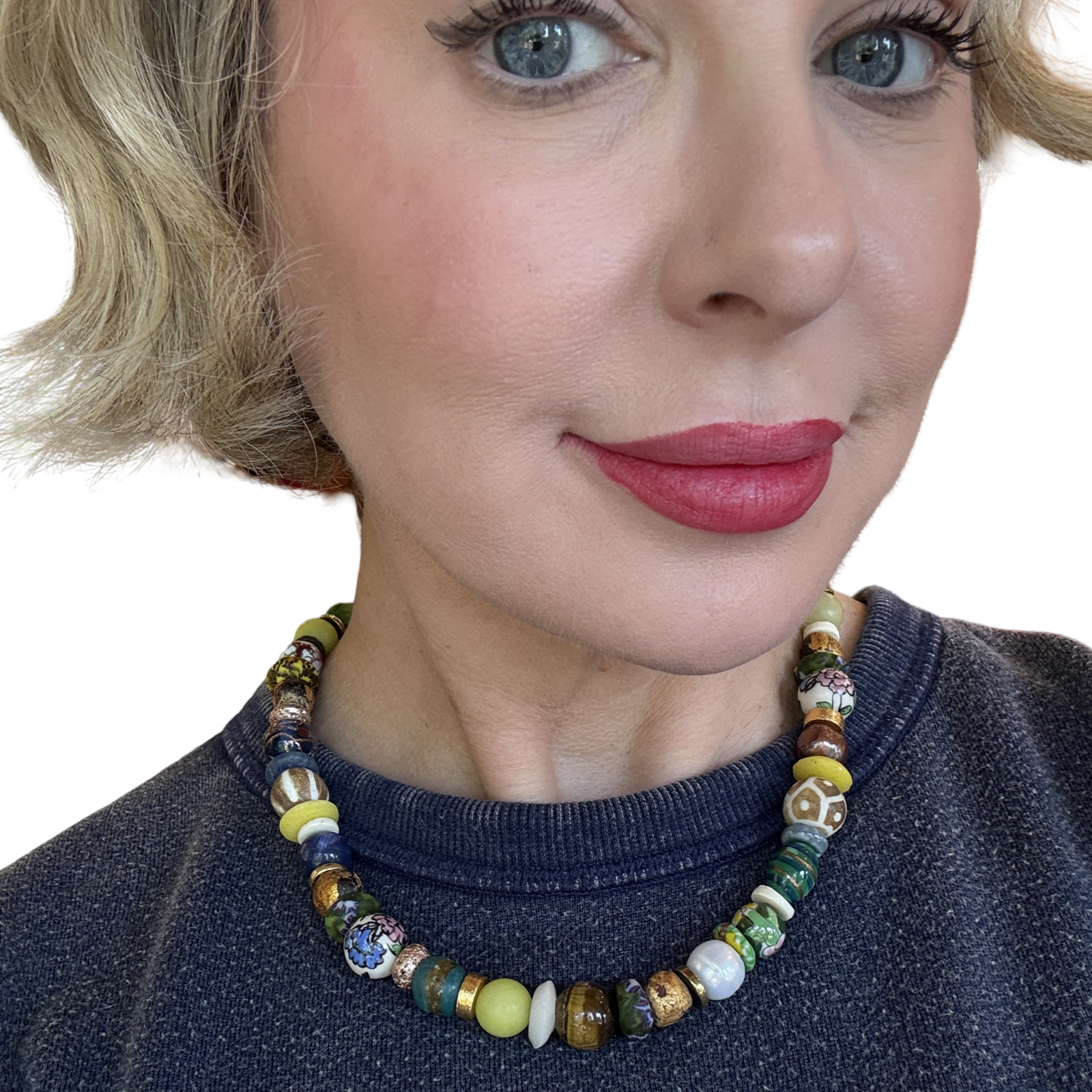 house of sttrand murano glass beaded necklace one of a kind 