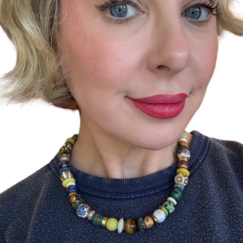 house of sttrand murano glass beaded necklace one of a kind 