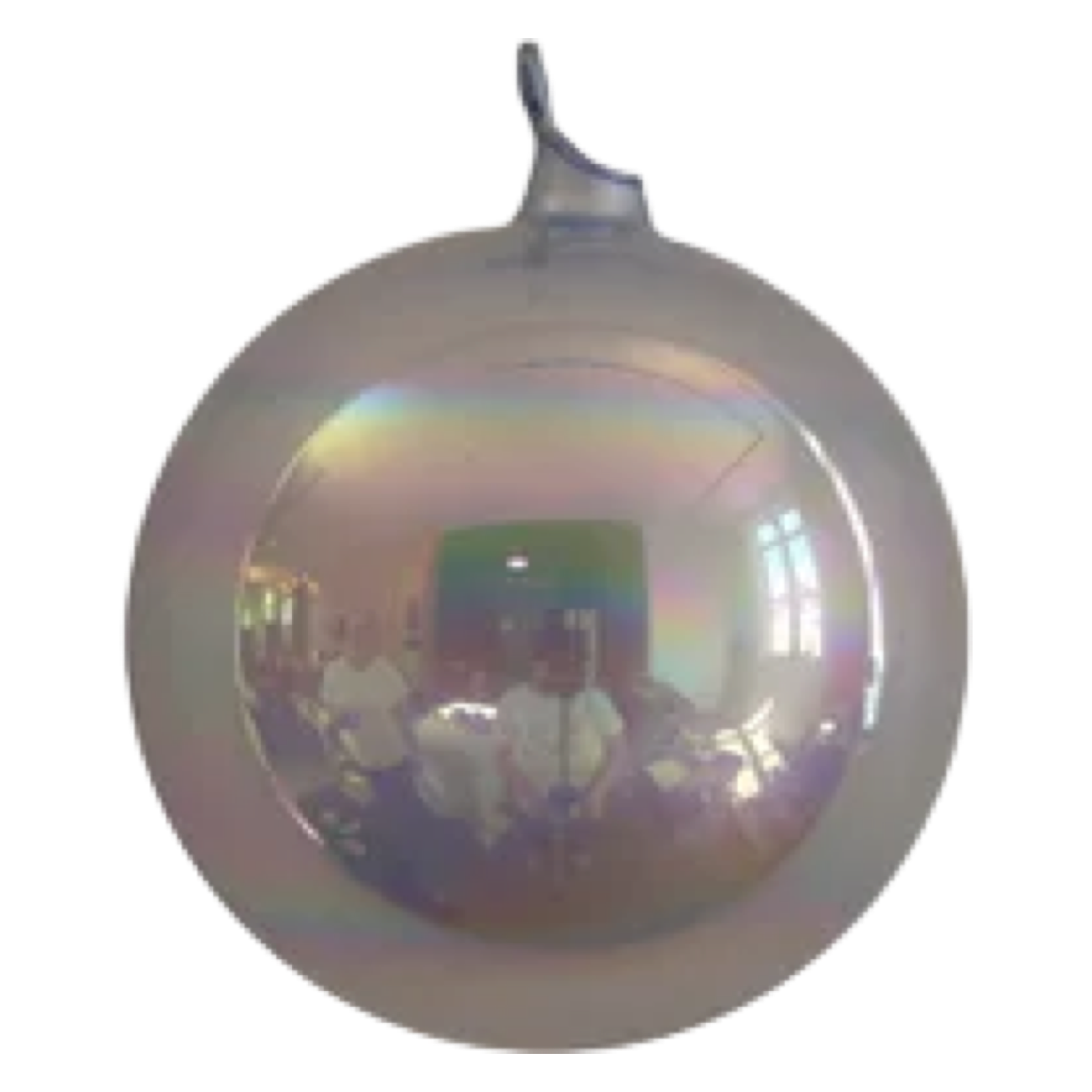 Iridescent Christmas ornament on a white background