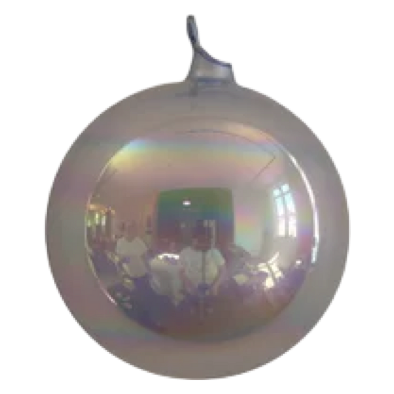 Iridescent Christmas ornament on a white background