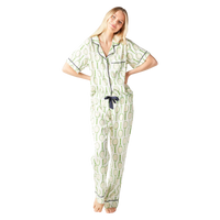 Katie Kime pajamas, Tennis Time pajama set, green pajama set, women’s luxury pajamas, boutique loungewear, gift-worthy sleepwear, Katie Kime retailer, classic pajama set, cotton pajama set, preppy pajamas, tennis gift, country club style