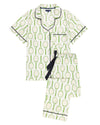 Pajama set with tennis racket pattern on a white background